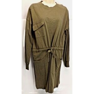 🌟NEW - Atwell drawstring waist dress pockets Autumn Dress Olive Green - Size M
